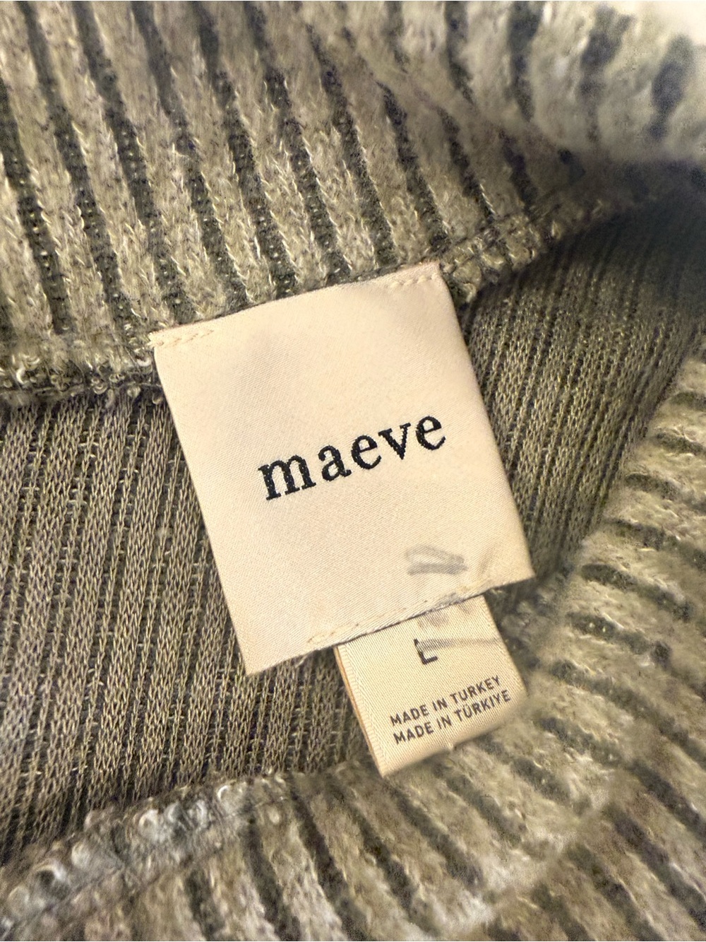 Maeve Anthropologie Long-Sleeve Bow-Back Twofer Peplum Top Olive - Large - Picture 13 of 15